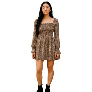 J For Justify Top Womens Size S Brown Floral  Ruffled Babydoll Boho ASO Friends